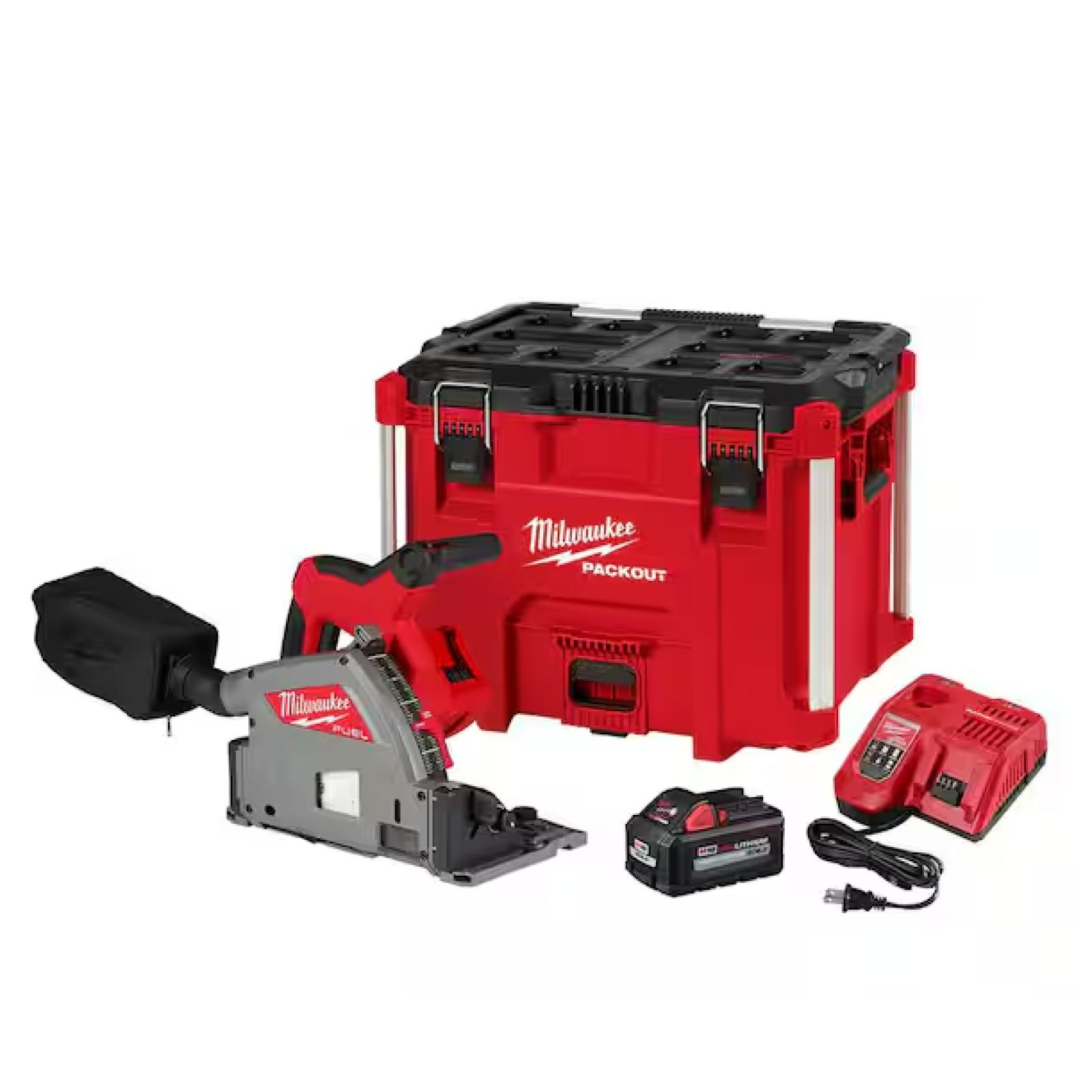 NEW! -Milwaukee M18 FUEL 18V Lithium-Ion Brushless Cordless 6-1/2 in. Plunge Track Saw PACKOUT Kit with One 6.0 Ah Battery