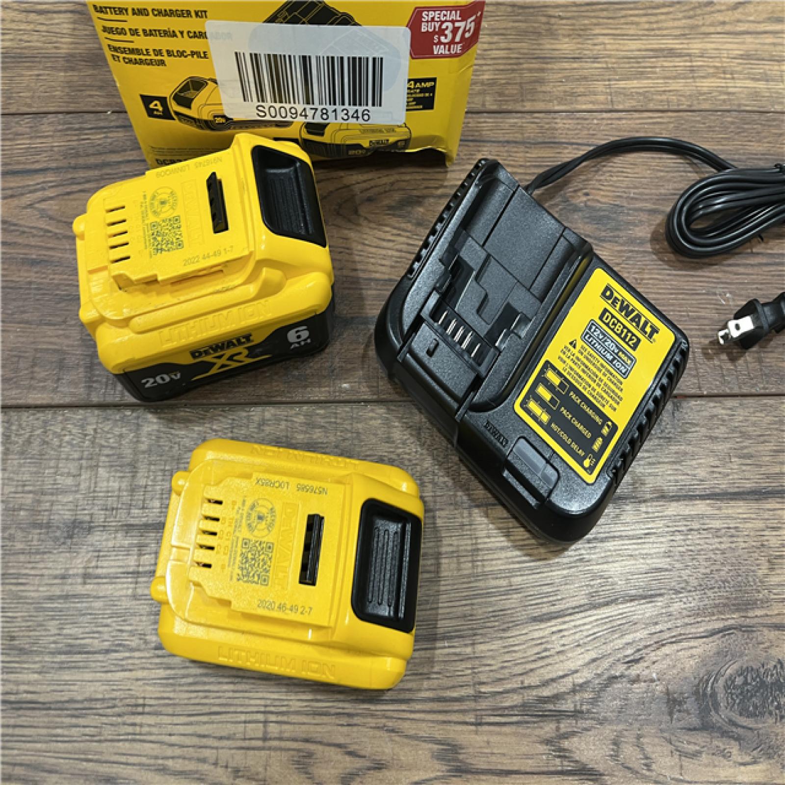 AS-IS DEWALT 20V MAX Lithium-Ion 6.0Ah and 4.0Ah Battery and Charger Starter Kit