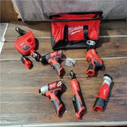 CALIFORNIA NEW MILWAUKEE M12 5-TOOL COMBO KIT (2 BATTERIES, 1 CHARGER, AND BAG INCLUDED)