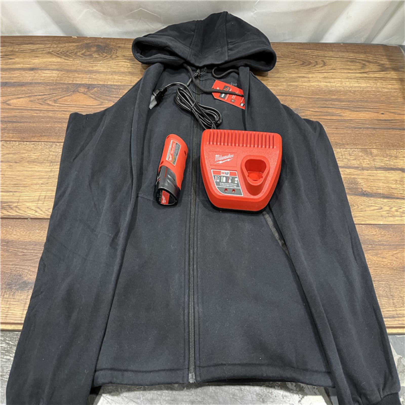 AS IS Milwaukee M12 M Long Sleeve Men's Full-Zip Heated Hoodie Kit Black