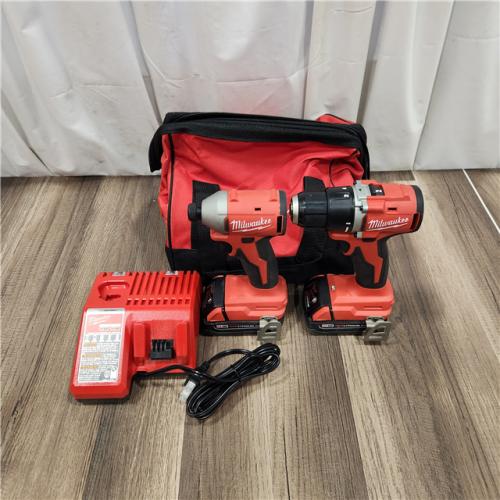 AS IS M18 18V Lithium-Ion Brushless Cordless Compact Drill/Impact Combo Kit (2-Tool) W/(2) 2.0 Ah Batteries, Charger & Bag