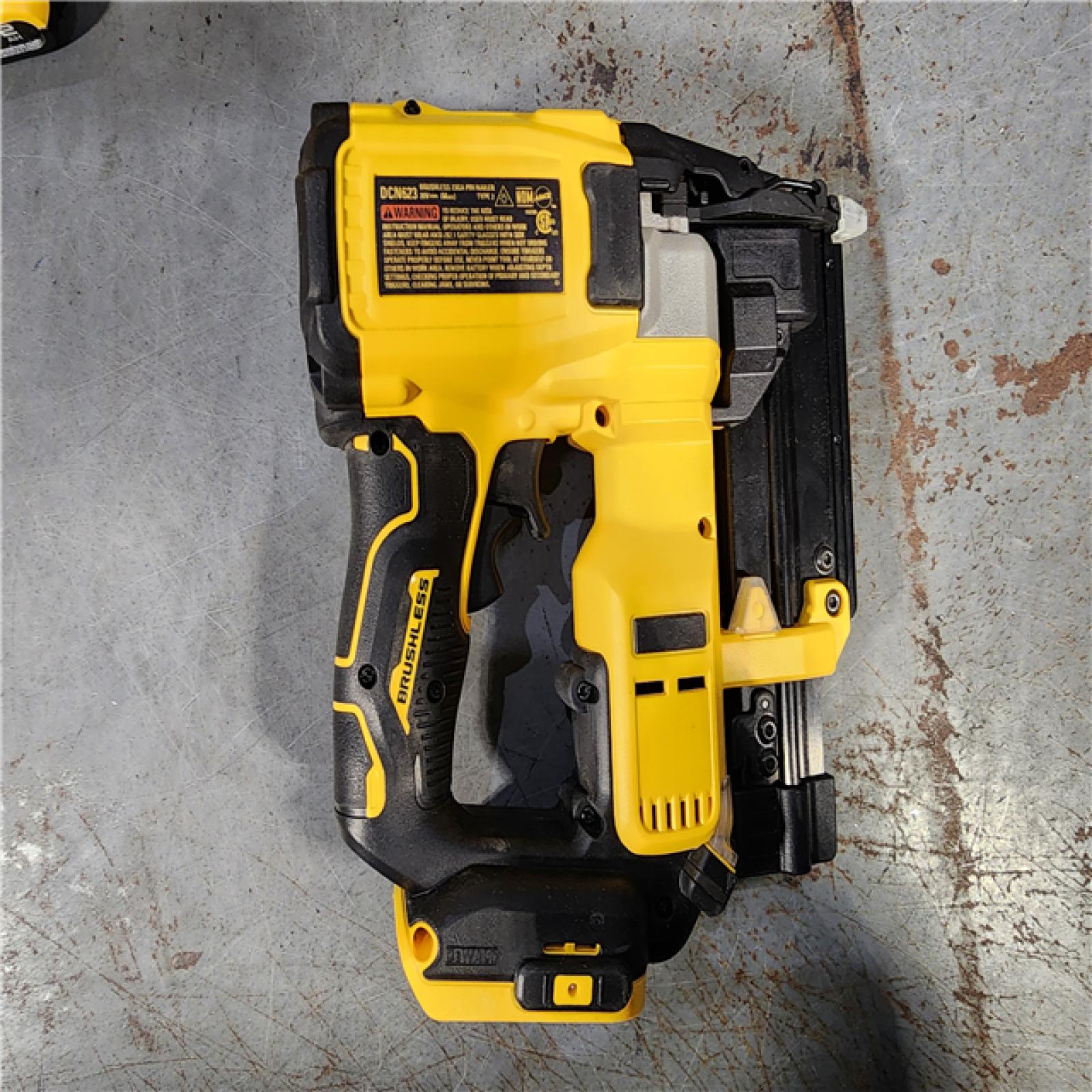 HOUSTON LOCATION - AS-IS DEWALT ATOMIC 20V MAX Lithium Ion Cordless 23 Gauge Pin Nailer Kit with 2.0Ah Battery and Charger