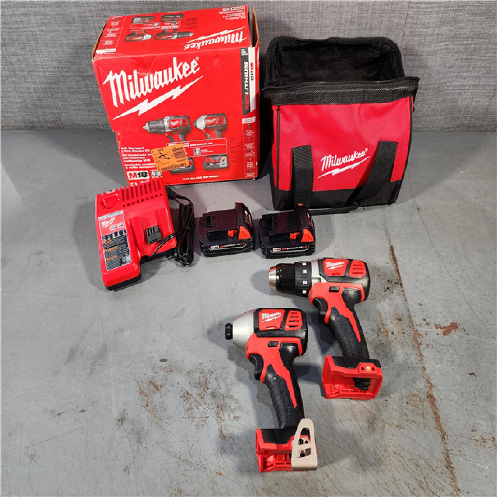 HOUSTON LOCATION - AS-IS Milwaukee M18 18V Cordless Brushed 2 Tool Drill/Driver and Impact Driver Kit