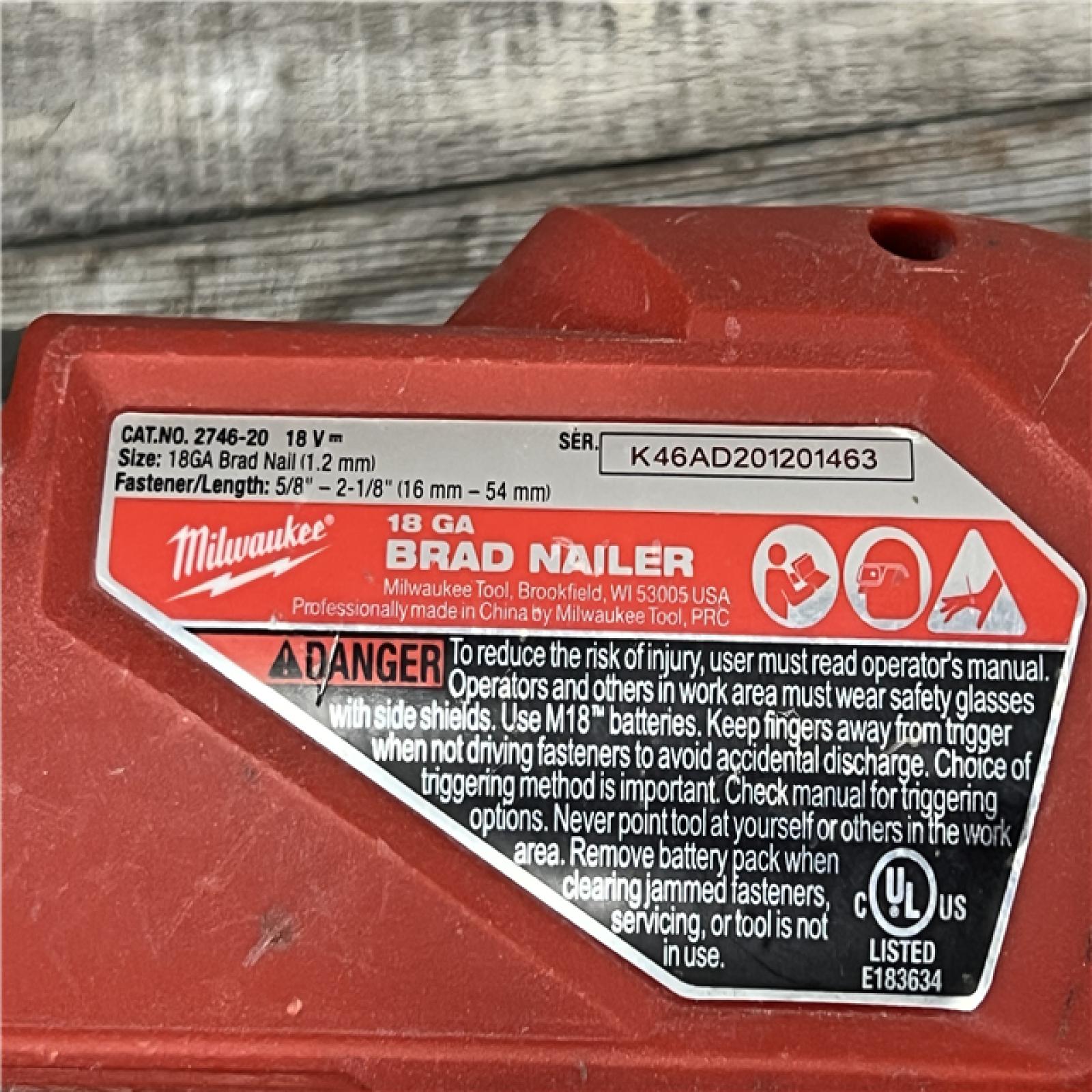 AS-IS Milwaukee M18 Fuel 18V Brushless 18-Gauge Brad Nailer 2746-20 (Bare Tool)