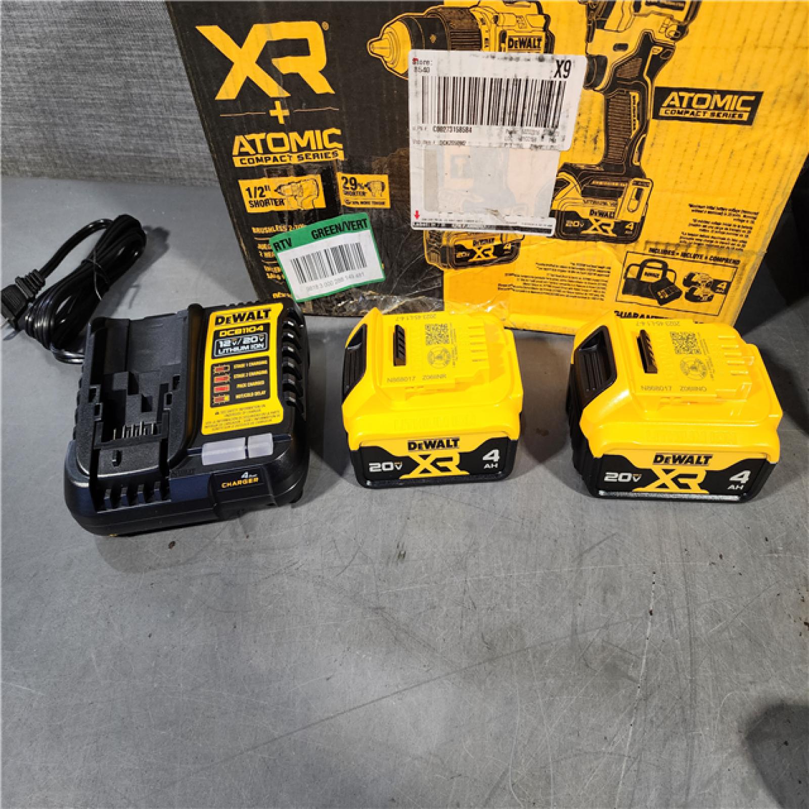 HOUSTON LOCATION - AS-IS DEWALT 20V MAX XR Hammer Drill and ATOMIC Impact Driver 2 Tool Cordless Combo Kit with (2) 4.0Ah Batteries, Charger, and Bag