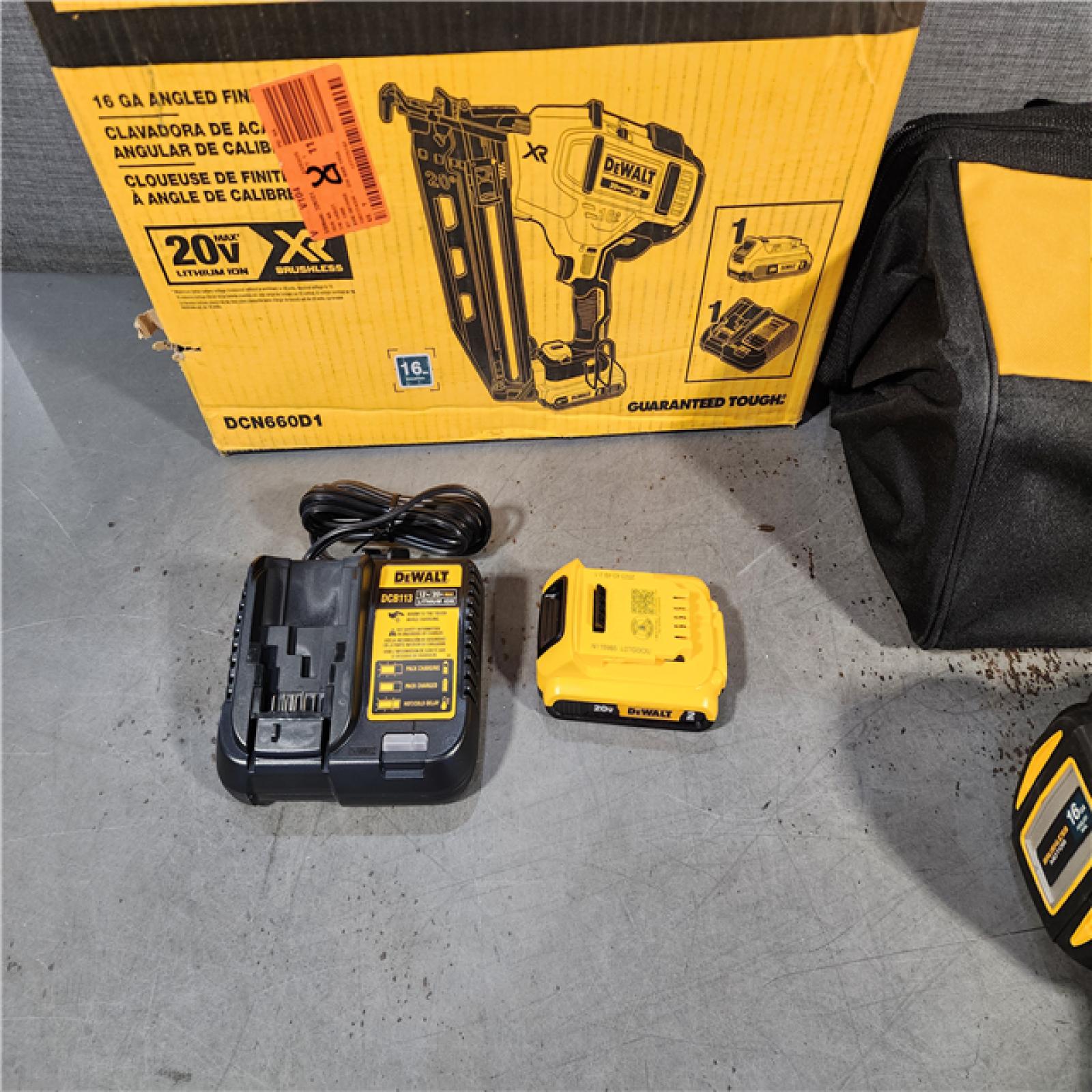 HOUSTON LOCATION - AS-IS DeWalt DCN660D1 20V 16 Gauge Cordless Angled Finish Nailer Kit W/ 2Ah Battery