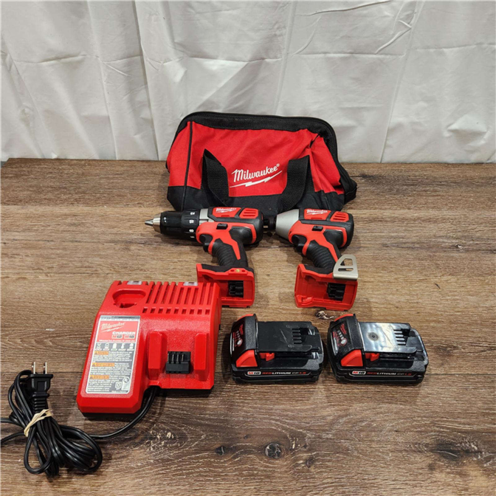 AS-IS Milwaukee M18 18V Cordless Brushed 2 Tool Drill/Driver and Impact Driver Kit