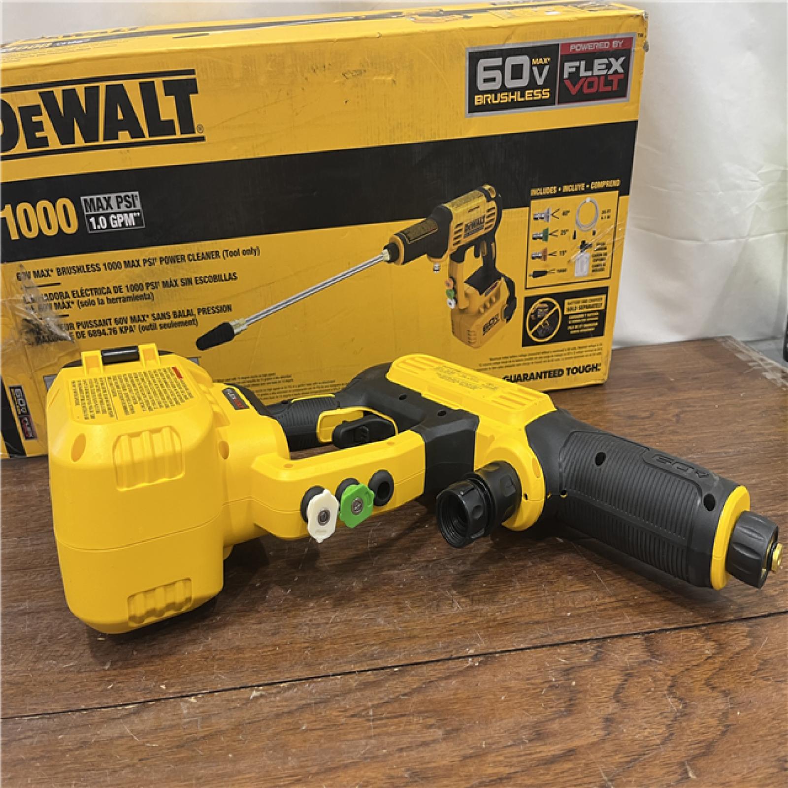 AS-ISDEWALT FLEXVOLT 60V MAX 1000 PSI 1.0 GPM Cold Water Cordless Battery Power Cleaner (Tool Only)