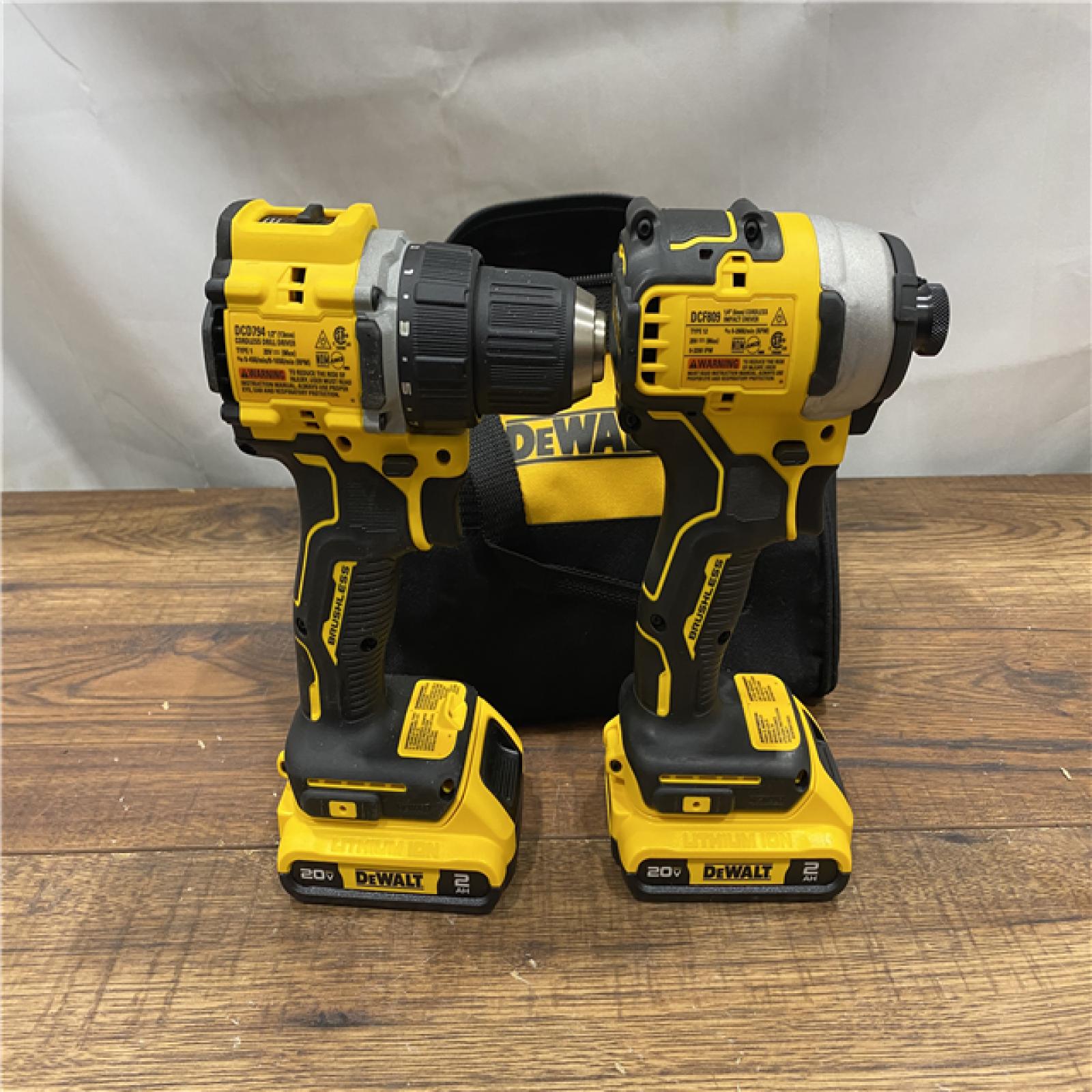 AS IS Dewalt DCK225D2 20V MAX ATOMIC Brushless Compact Lithium-Ion 1/2 in. Cordless Drill Driver and 1/4 in. Impact Driver Combo Kit with 2 Batteries 2 Ah