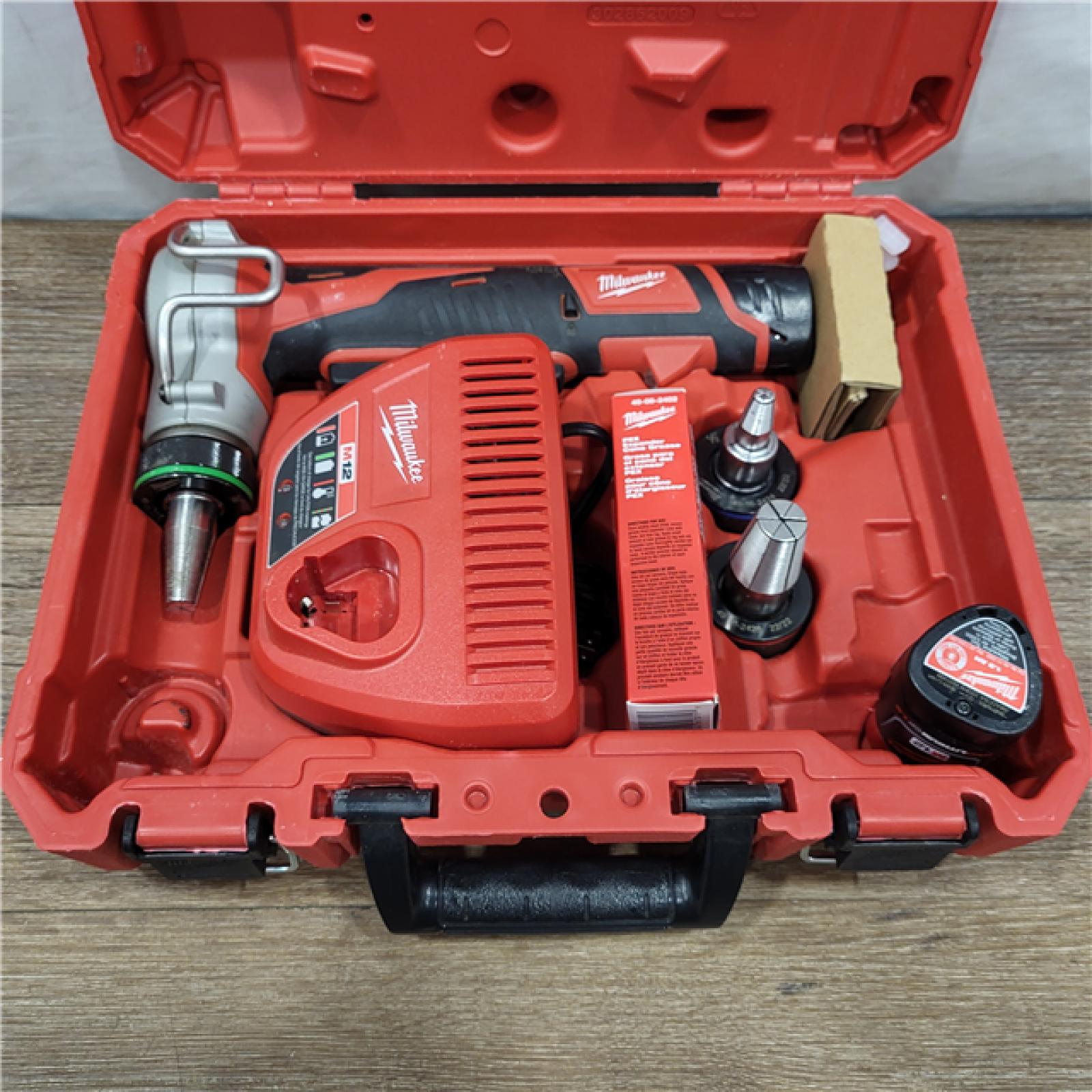 AS-IS M12 12-Volt Lithium-Ion Cordless PEX Expansion Tool Kit with (2) 1.5 Ah Batteries, (3) Expansion Heads and Hard Case