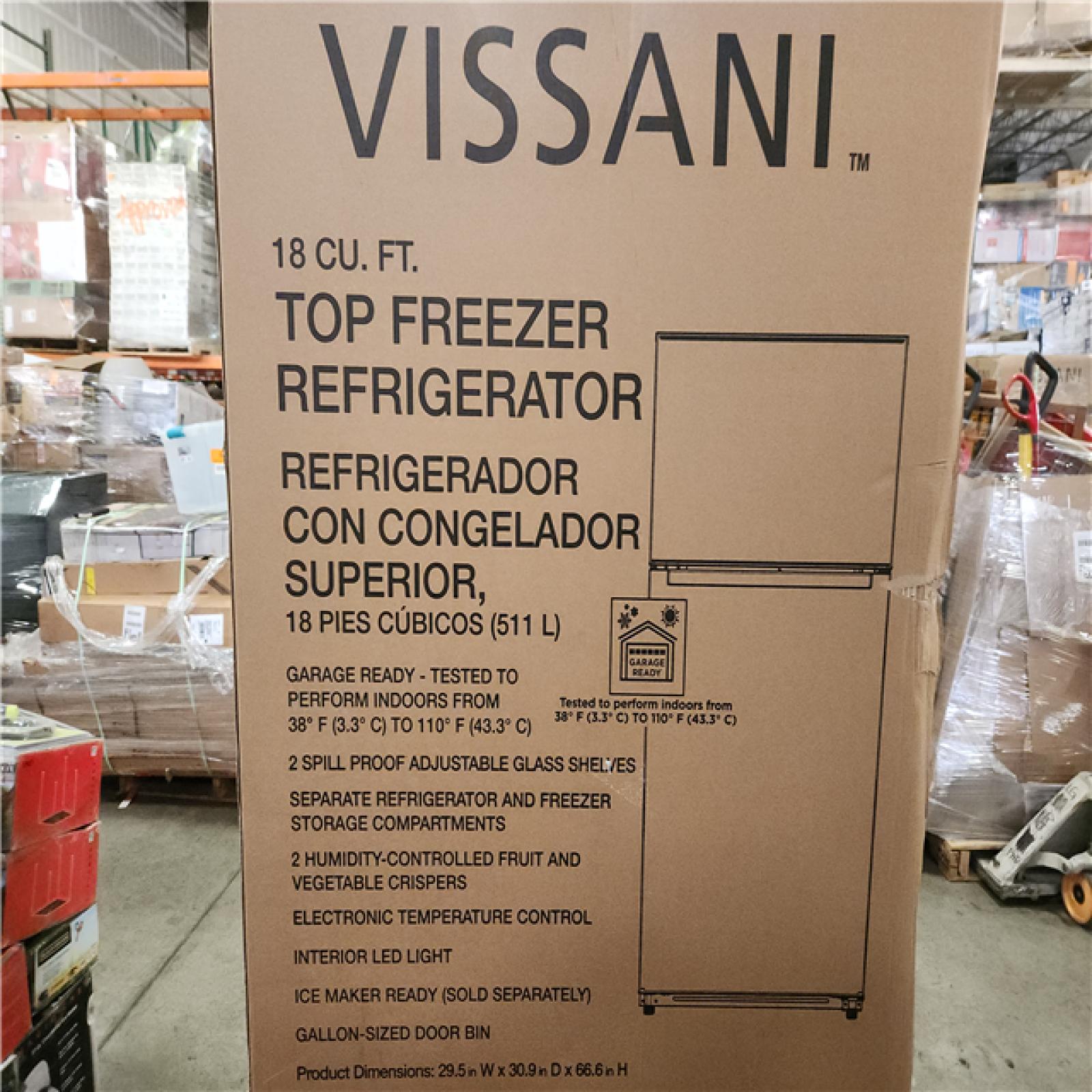 Phoenix Location Vissani 18 cu. ft. Top Freezer Refrigerator in Stainless Steel Look