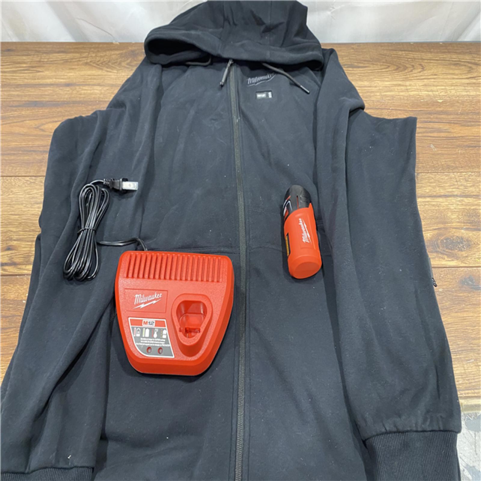 AS IS Milwaukee 2X-Large M12 12-Volt Lithium-Ion Cordless Black Heated Jacket Hoodie Kit