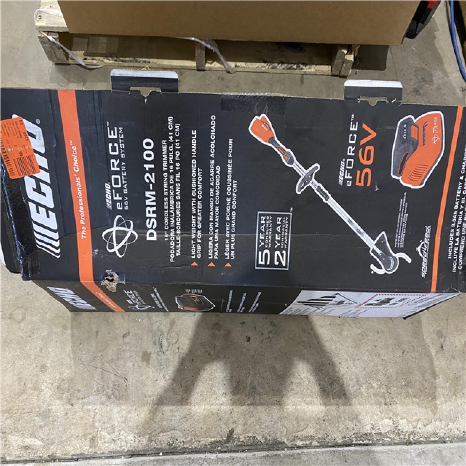 Houston location AS-IS Echo EFORCE 56V 16 in. Brushless Cordless Battery String Trimmer with 2.5Ah Battery and Charger - DSRM-2100C1