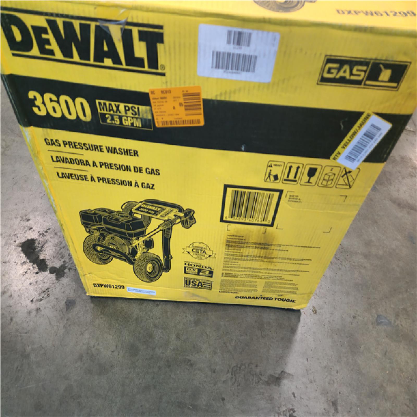 California AS-IS DEWALT 3600 PSI 2.5 GPM Cold Water Gas Professional Pressure Washer with HONDA GX200 Engine