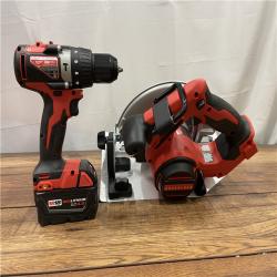 AS-IS MILWAUKEE M18 18V Lithium-Ion Brushless Cordless Hammer Drill and Circular Saw Combo Kit (2-Tool)