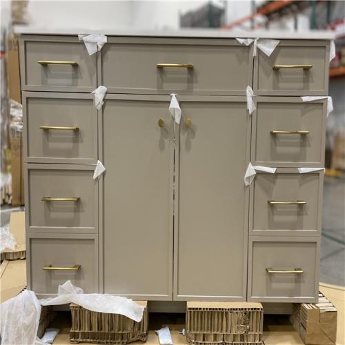 DALLAS LOCATION - Glacier Bay Marcote 48 in. Single Sink Greige Bath Vanity with White Volakas Engineered Marble Top (Assembled)