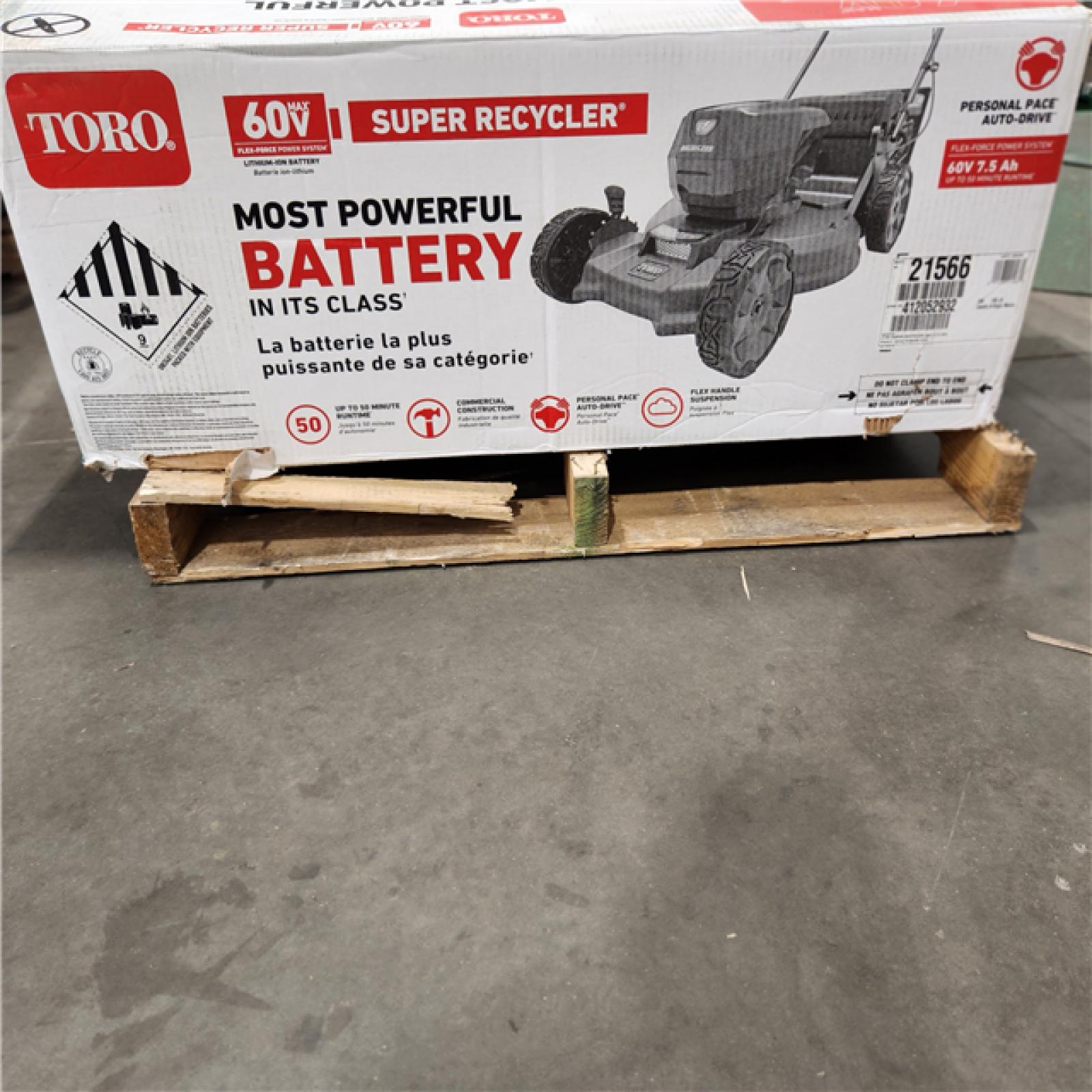 Dallas Location - As-Is TORO SUPER RECYCLER 21 IN. 60V MAX 7.5AH (Battery & Charger) Appears Like New Condition(21566)