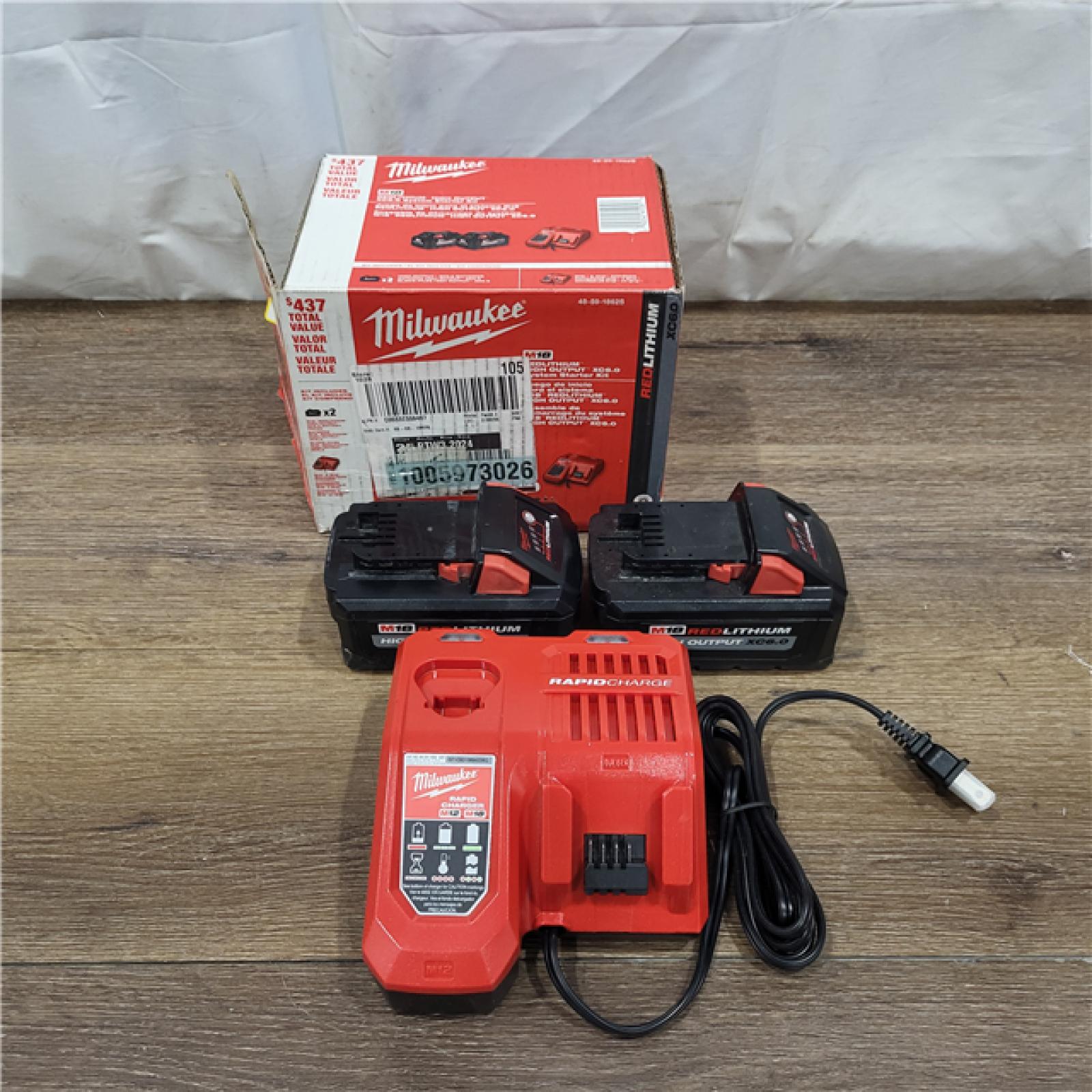 AS-IS Milwaukee M18 18-Volt Lithium-Ion High Output Starter Kit with Two 6.0 Ah Battery and Charger