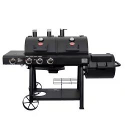 DALLAS LOCATION - Char-Griller Texas Trio 4-Burner Dual Fuel Grill with Smoker in Black PALLET -(2 UNITS)