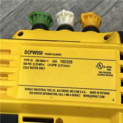 AS-IS Dewalt 20V 550 PSI  1 GPM Cordless Power Cleaner W/ 4 Nozzles Tool-Only DCPW550B