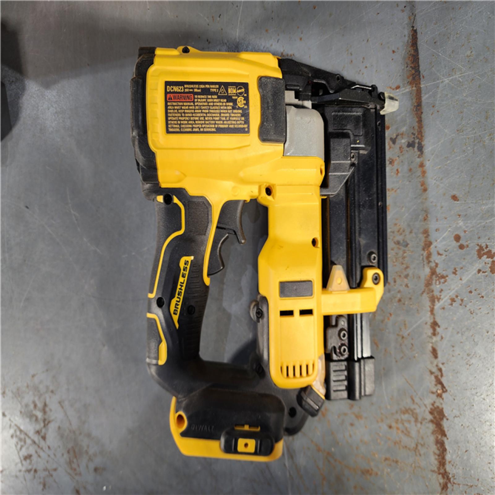 HOUSTON LOCATION - AS-IS DEWALT ATOMIC 20V MAX Lithium Ion Cordless 23 Gauge Pin Nailer Kit with 2.0Ah Battery and Charger (NO TOOL BAG)