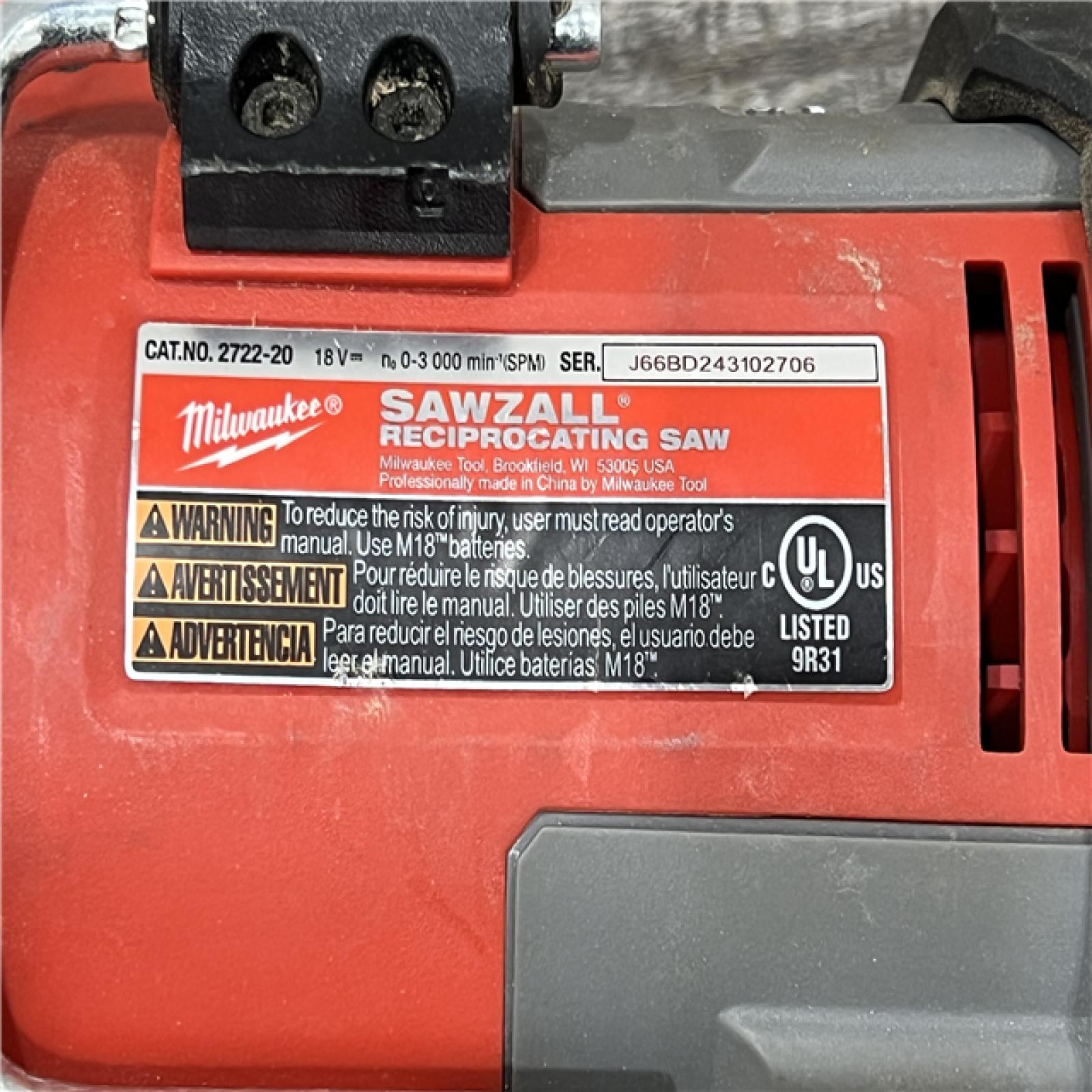 AS-IS Milwaukee M18 Fuel 18V Brushless Super Sawzall Reciprocating Saw 2722-20 (Bare Tool)