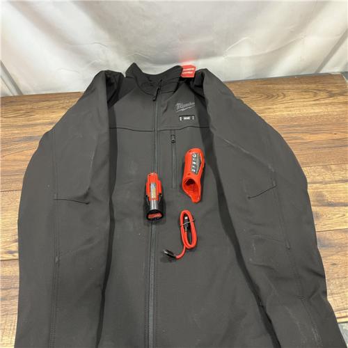 AS-IS Men's X-Large M12 12-Volt Lithium-Ion Cordless Tough Shell Black Heated Jacket with (1) 3.0 Ah Battery and Charger