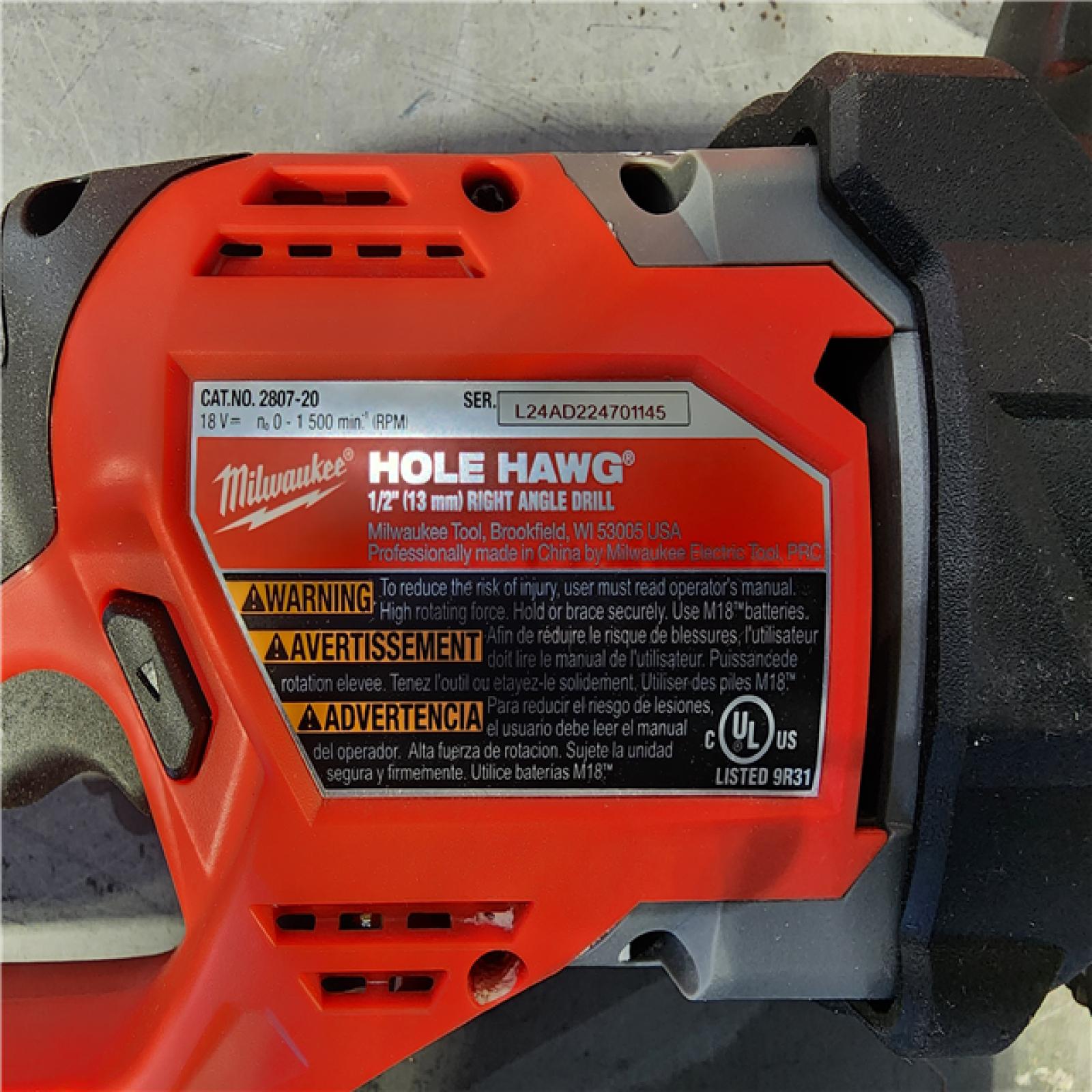 HOUSTON LOCATION - AS-IS (APPEARS LIKE NEW) Milwaukee M18 FUEL GEN II Brushless Cordless 1/2 in. Hole Hawg Right Angle Drill (Tool-Only)