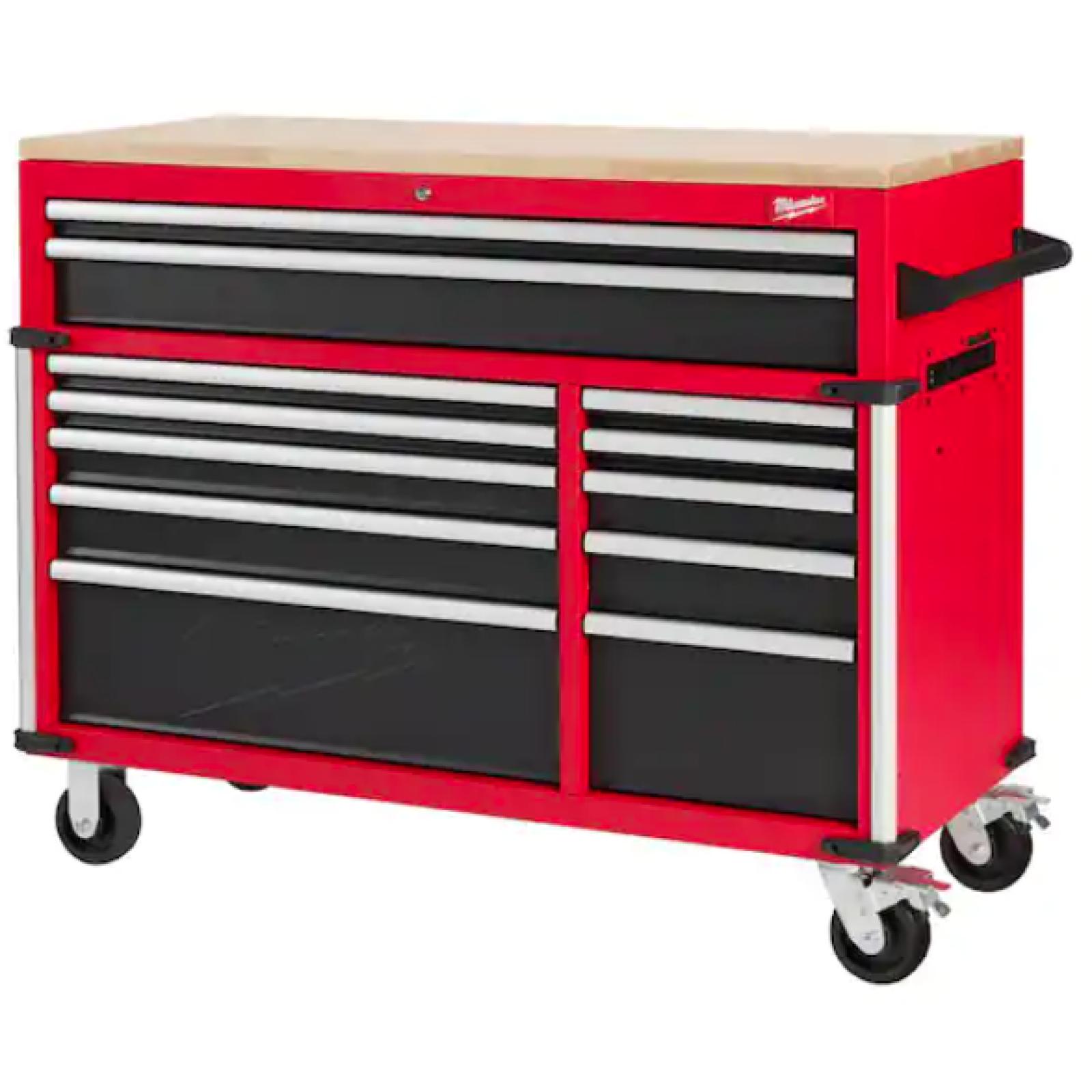 DALLAS LOCATION- NEW  Milwaukee Tool Storage 52 in. W x 22 in. D Heavy Duty Red Mobile Workbench Cabinet