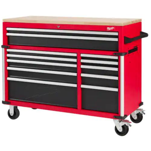 DALLAS LOCATION- NEW  Milwaukee Tool Storage 52 in. W x 22 in. D Heavy Duty Red Mobile Workbench Cabinet