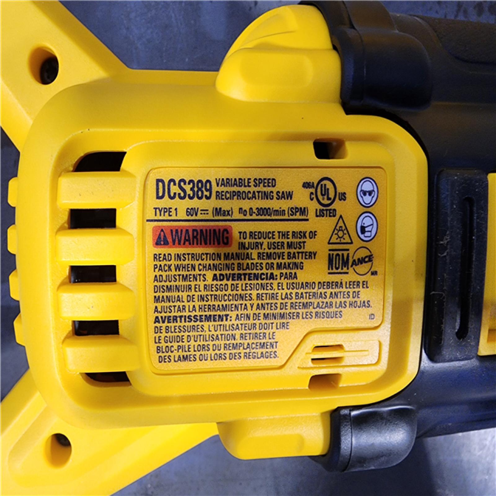 HOUSTON LOCATION - AS-IS DeWalt DCS389B FLEXVOLT 60V MAX Cordless Brushless Reciprocating Saw (Tool-Only)