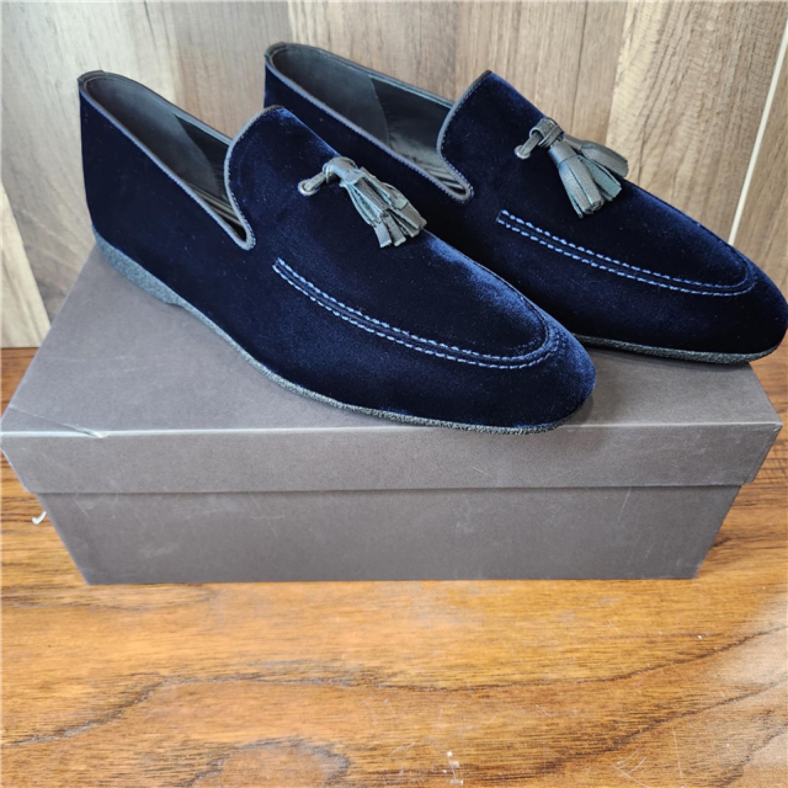 NEW ! Paul Stuart Men's Hope Velvet Tassel Loafers - Blue Velvet - Size 12