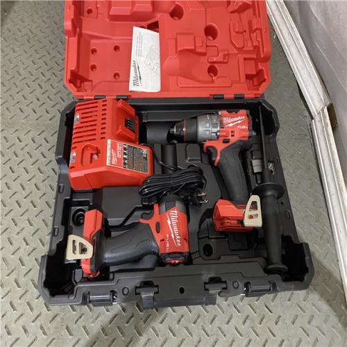 Houston location AS-IS Milwaukee 3697-22 M18 FUEL 1/2 Hammer Driller/Driver &1/4 Hex Impact Driver 2 Tool Combo Kit NO BATTERIES ONLY CHARGER