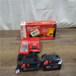 AS-IS Milwaukee M18 18-Volt Lithium-Ion Starter Kit with One 5.0 Ah and One 2.0 Ah Battery and Charger