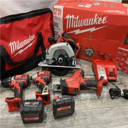 AS-IS Milwaukee M18 18-Volt Lithium-Ion Cordless Combo Tool Kit (5-Tool) with (1) 3.0Ah and (1) 1.5Ah Battery, (1) Charger, (1) Tool Bag