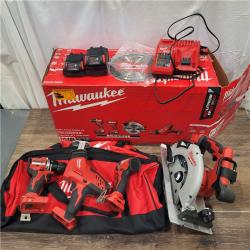 AS-IS Milwaukee M18 18-Volt Lithium-Ion Brushless Cordless Combo Kit (4-Tool) with 2-Batteries, 1-Charger and Tool Bag