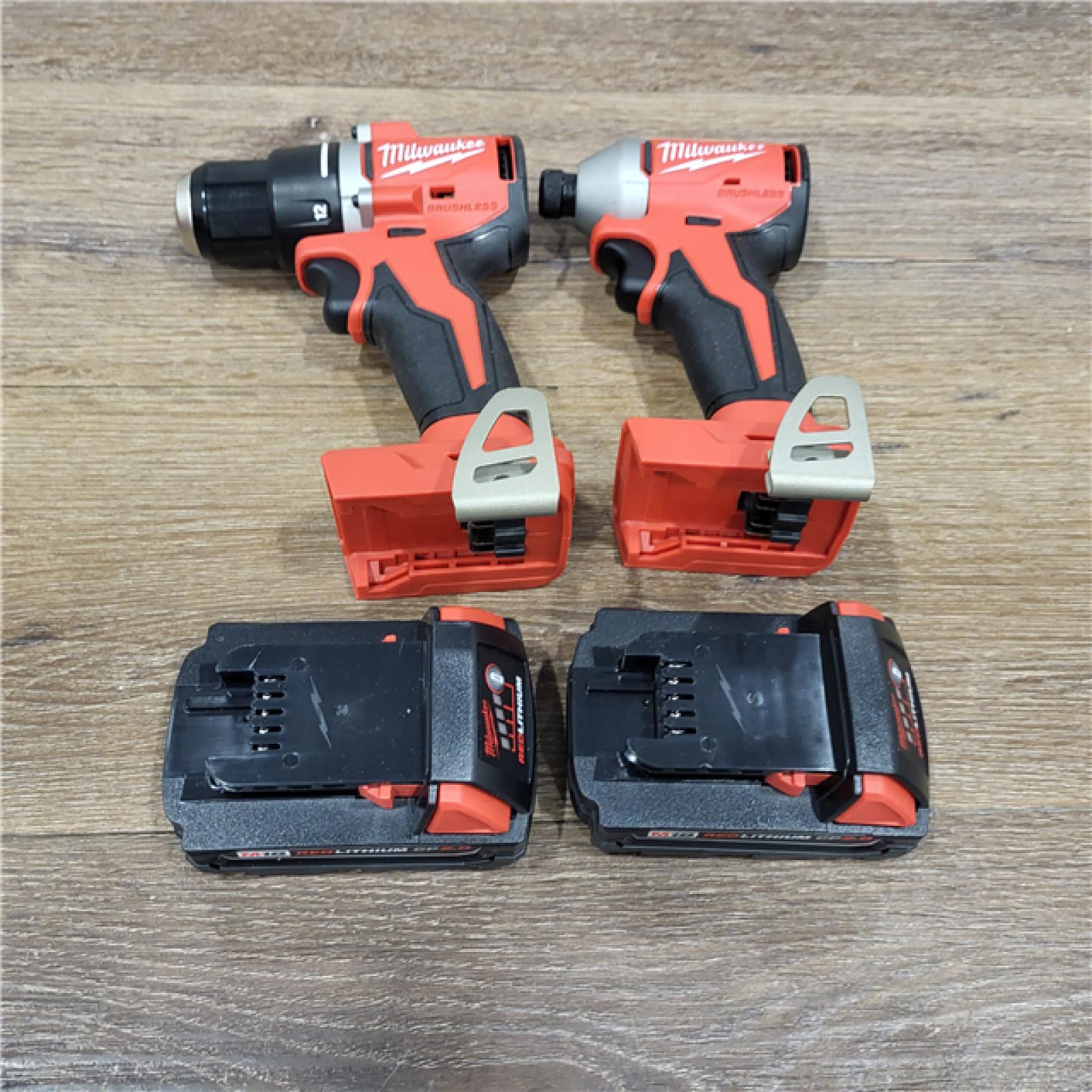 AS-IS M18 18V Lithium-Ion Brushless Cordless Compact Drill/Impact Combo Kit (2-Tool) W/(2) 2.0 Ah Batteries, Charger & Bag