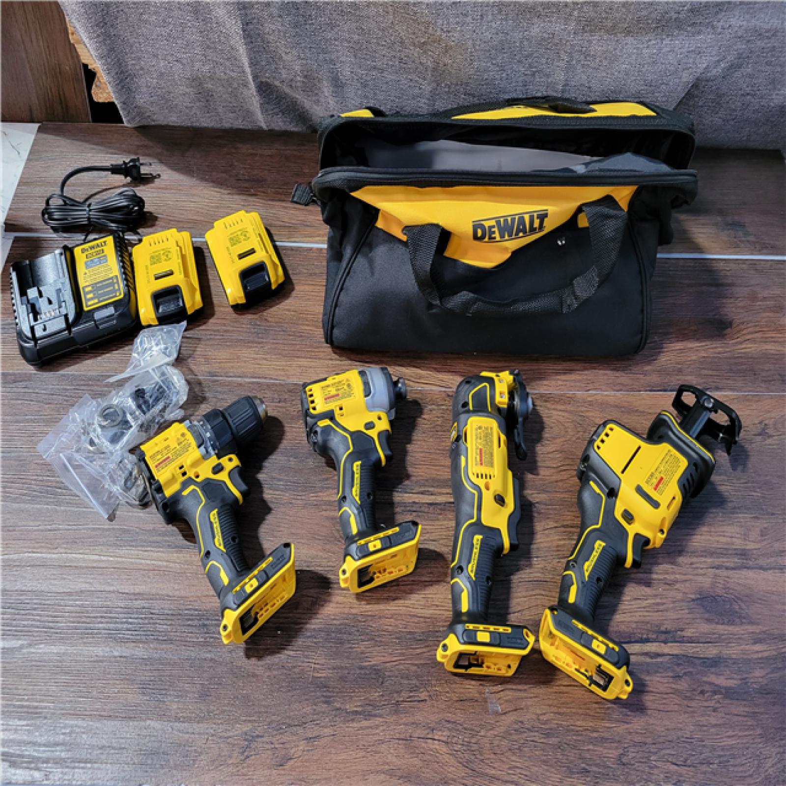 California New DEWALT 4-Tool Combo Kit (2 Batteries, 1 Charger, and Bag Included)