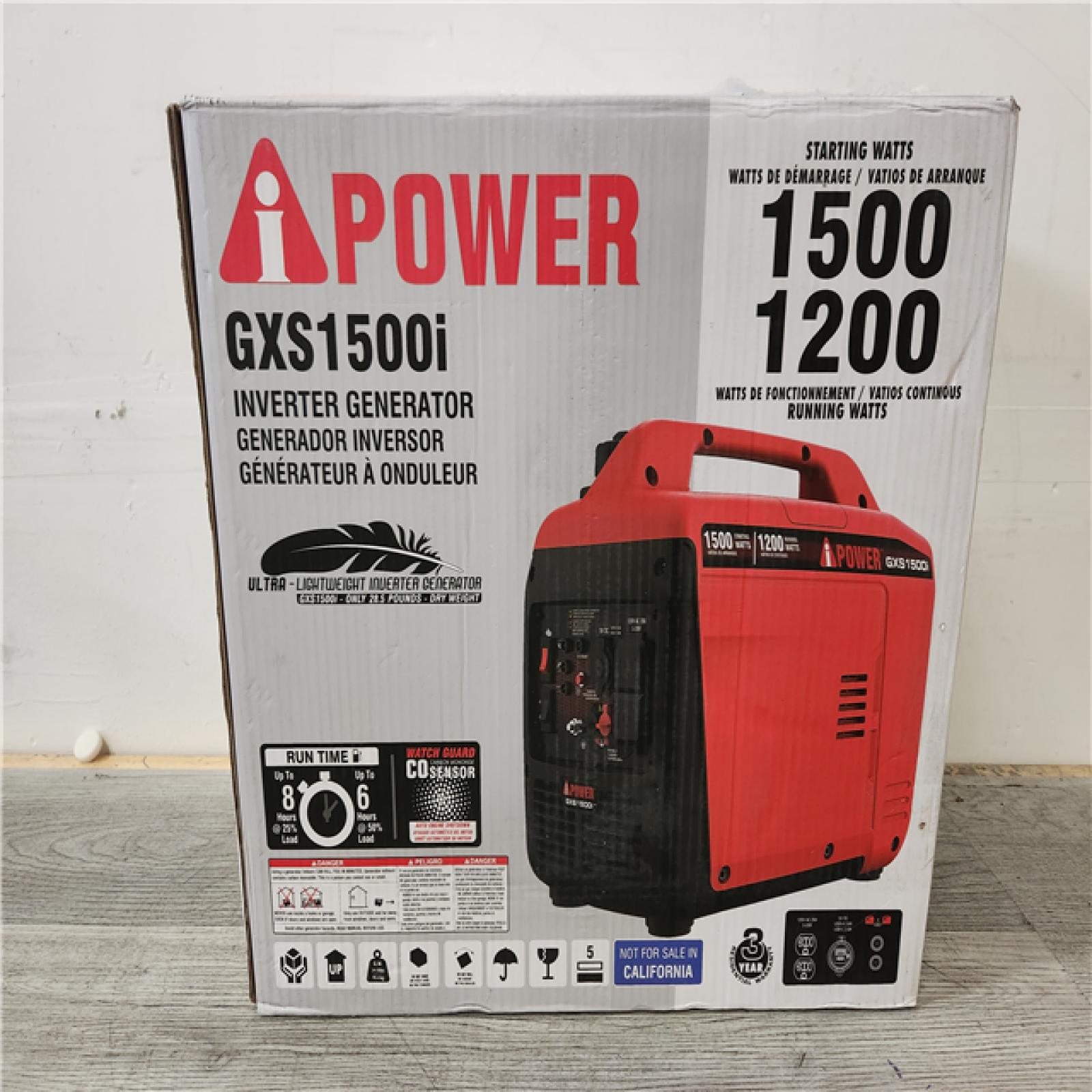 Phoenix Location A-iPower 1500-Watt Recoil Start Gasoline Powered Ultra-Light Inverter Generator with 60cc OHV Engine and CO Sensor Shutdown