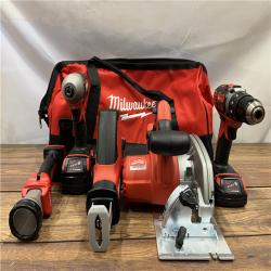 AS IS Milwaukee M18 18-Volt Lithium-Ion Cordless Combo Tool Kit (5-Tool) with (1) 3.0Ah and (1) 1.5Ah Battery, (1) Charger, (1) Tool Bag