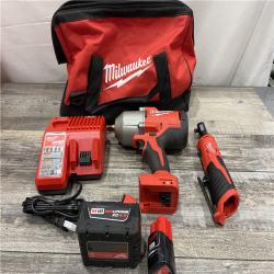 AS-IS MILWAUKEE M12/M18 12/18V Lithium-Ion Cordless 3/8 in. Ratchet and 1/2 in. High Torque Impact Wrench with Friction Ring Combo Kit