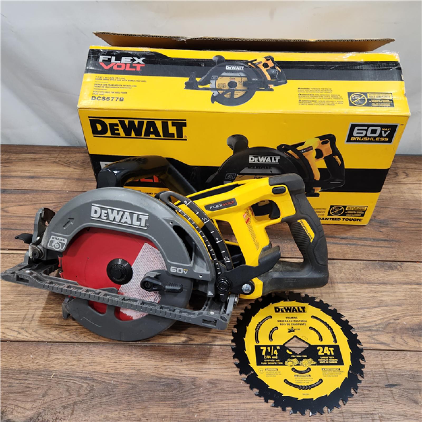 AS-IS FLEXVOLT 60V MAX Cordless Brushless 7-1/4 in. Wormdrive Style Circular Saw (Tool Only)