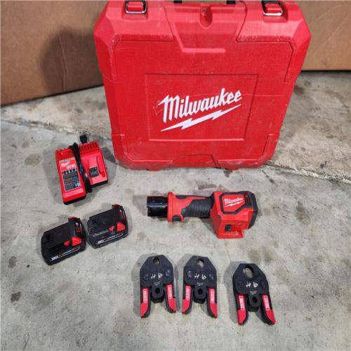 HOUSTON LOCATION - AS-IS M18 18V Lithium-Ion Cordless Short Throw Press Tool Kit with 3 PEX Crimp Jaws (2) 2.0 Ah Batteries and Charger