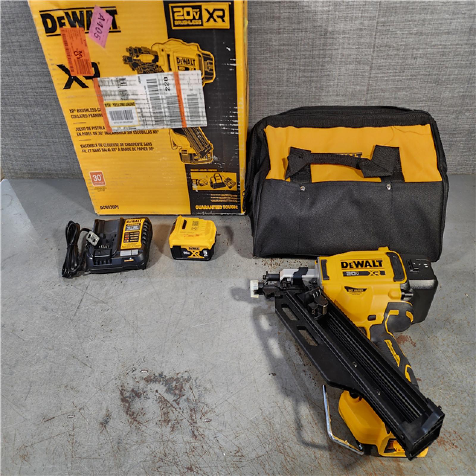 HOUSTON LOCATION - AS-IS (APPEARS LIKE NEW) DEWALT 20-Volt 30Â° Cordless Framing Nailer Kit with 5.0 Ah Lithium-Ion Battery and Charger