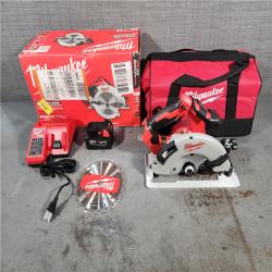 HOUSTON LOCATION - AS-IS (APPEARS LIKE NEW) Milwaukee M18 18-Volt Lithium-Ion Brushless Cordless 7-1/4 in. Circular Saw Kit with 1 Battery 5.0Ah, Charger and Bag