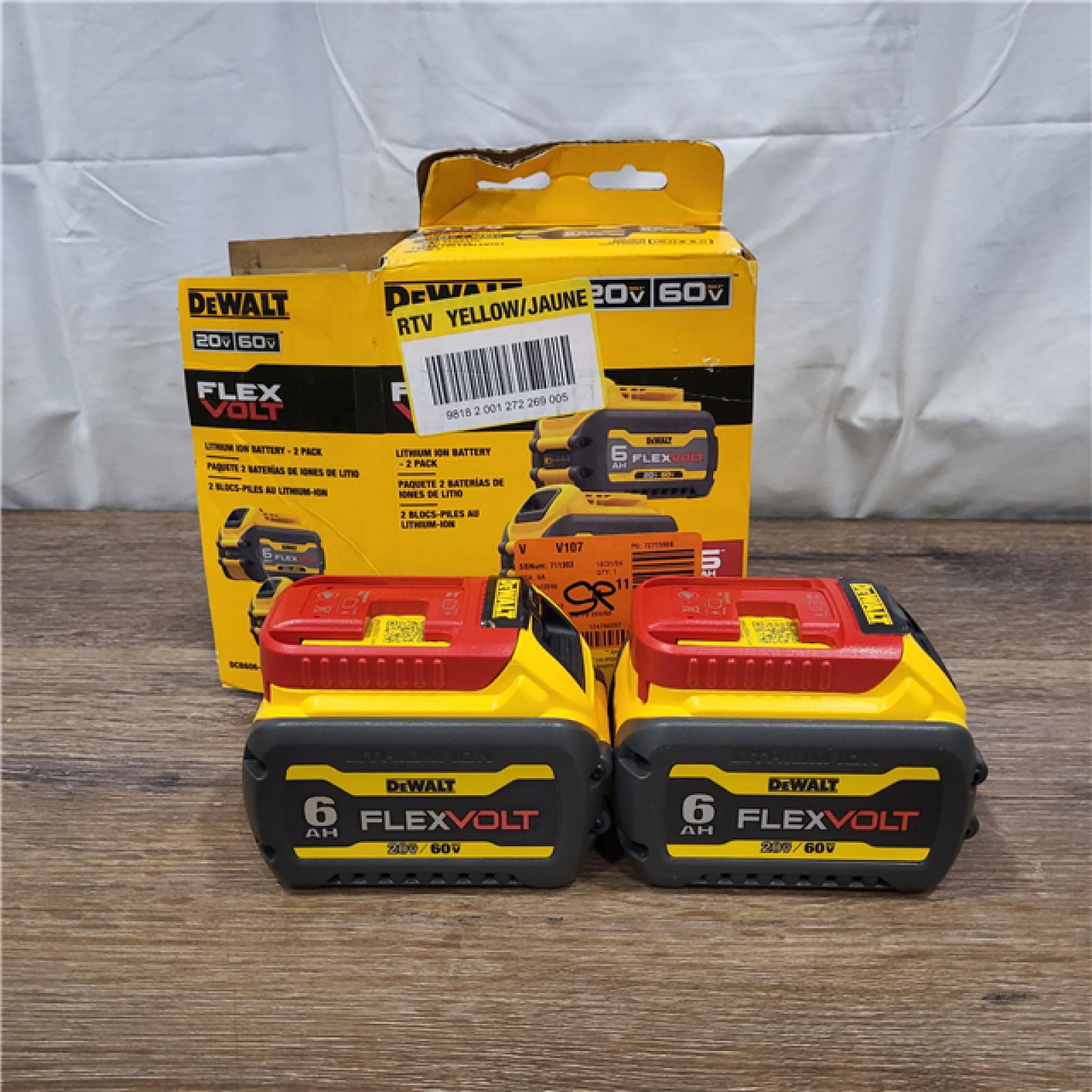 AS-IS DEWALT FLEXVOLT 20V/60V MAX Lithium-Ion 6.0Ah Battery Pack (2 Pack)