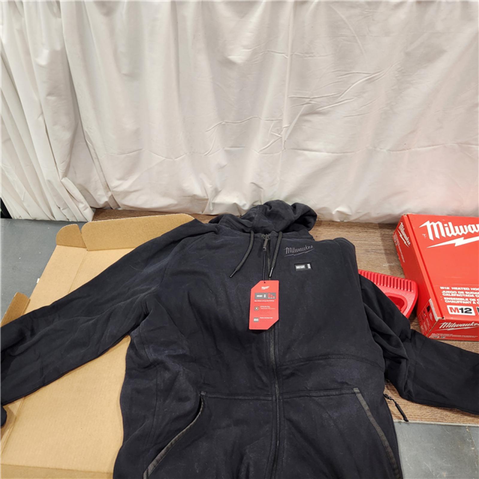 AS-IS Milwaukee M12 12-Volt Lithium-Ion Cordless Black Heated Jacket Hoodie Kit (Large)