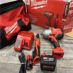 AS-IS MILWAUKEE M12/M18 12/18V Lithium-Ion Cordless 3/8 in. Ratchet and 1/2 in. High Torque Impact Wrench with Friction Ring Combo Kit