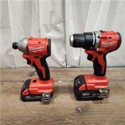 AS-IS M18 18-Volt Lithium-Ion Brushless Cordless Compact Hammer Drill/Impact Combo Kit (2-Tool) with (2) Batteries, Bag