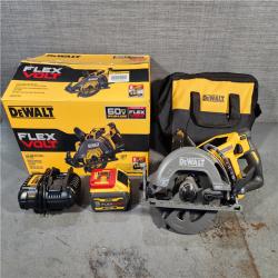 HOUSTON LOCATION - AS-IS (APPEARS LIKE NEW) DEWALT DCS577X1 60V FLEXVOLT MAX Lithium-Ion 7-1/4 Brushless Cordless Wormdrive Style Circular Saw Kit 9.0 Ah